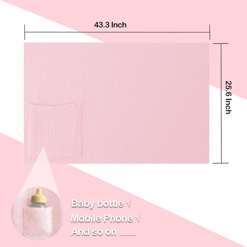 MUGVELL Muslin Nursing Covers for Breastfeeding, Arch Neckline Breast Feeding Covers for Women, Moms Privacy Breathable Summer Nursing Apron,Enlarged XL Size Soft Feeding Cover (Blush Pink) - Image 3